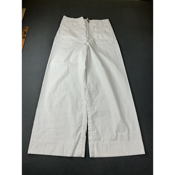 Maeve Pants - Maeve Pants Womens 29 White Cropped Wide-Leg Twill Stretch Pockets Cuffed